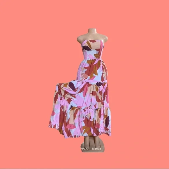 ABEL THE LABEL Strapless Smocked Bodice Maxi Dress – Size S - Picture 1 of 7